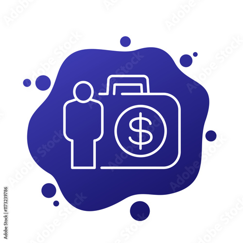 investor and portfolio icon, money and finance, line vector