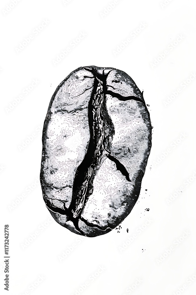 Naklejka premium roasted coffee bean outline with crack line