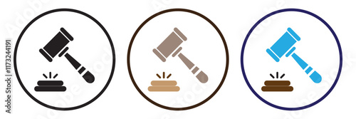 Judge hammer vector icon. Gavel sign. Lawyer symbol. Mallet illustration. Auction bid icon isolated.