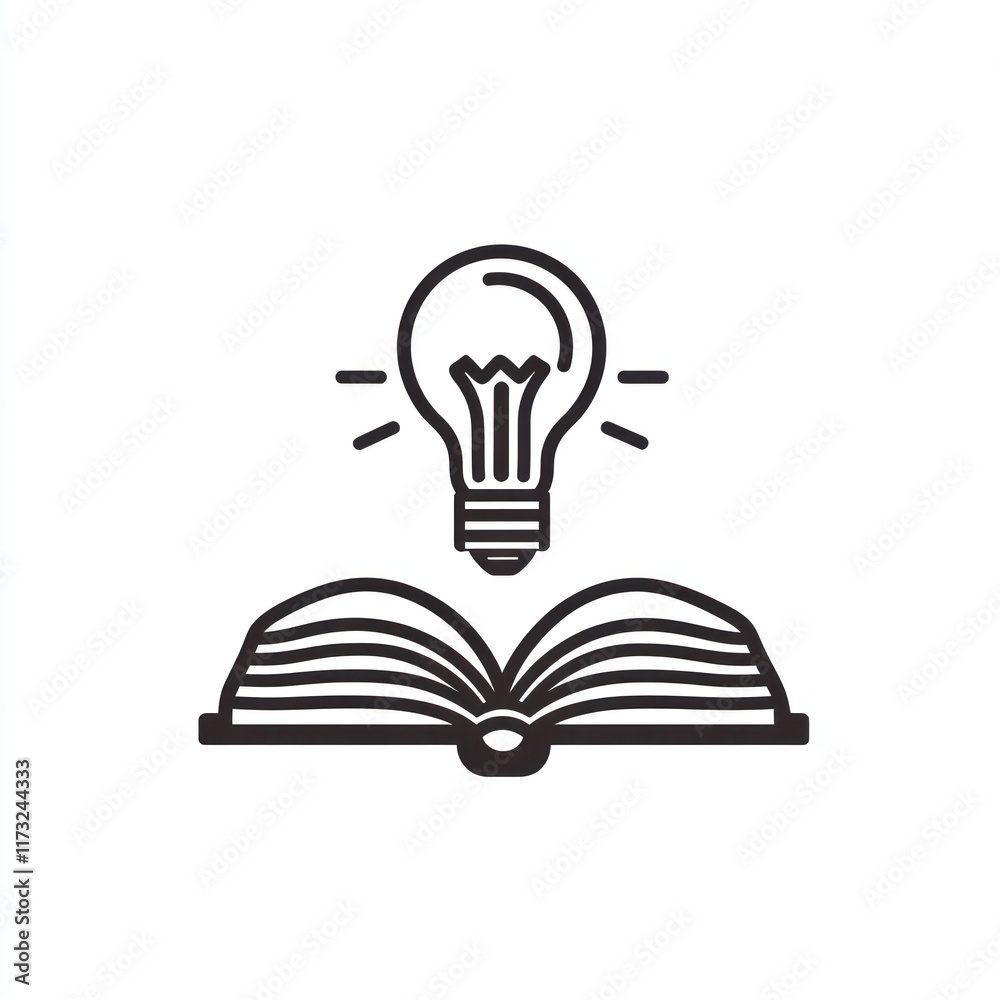 Open book illuminated by a bright lightbulb above