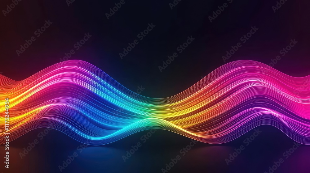 Waves abstract background concept. Vibrant abstract wave patterns in bright colors on a dark background. Waves abstract background concept. Vibrant abstract wave patterns in bright colors on a dark background.