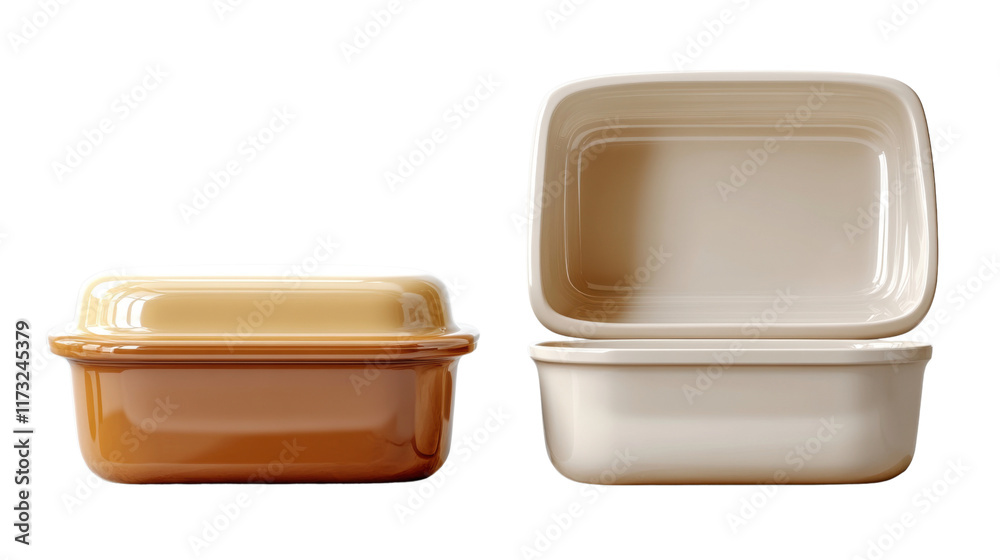 Ceramic butter container isolated on white background 