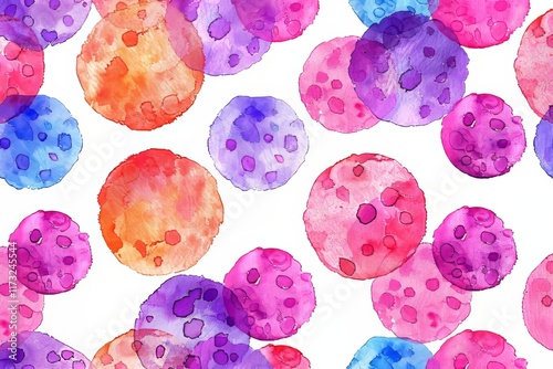 Colorful watercolor circles create a vibrant abstract pattern perfect for art projects and backgrounds
