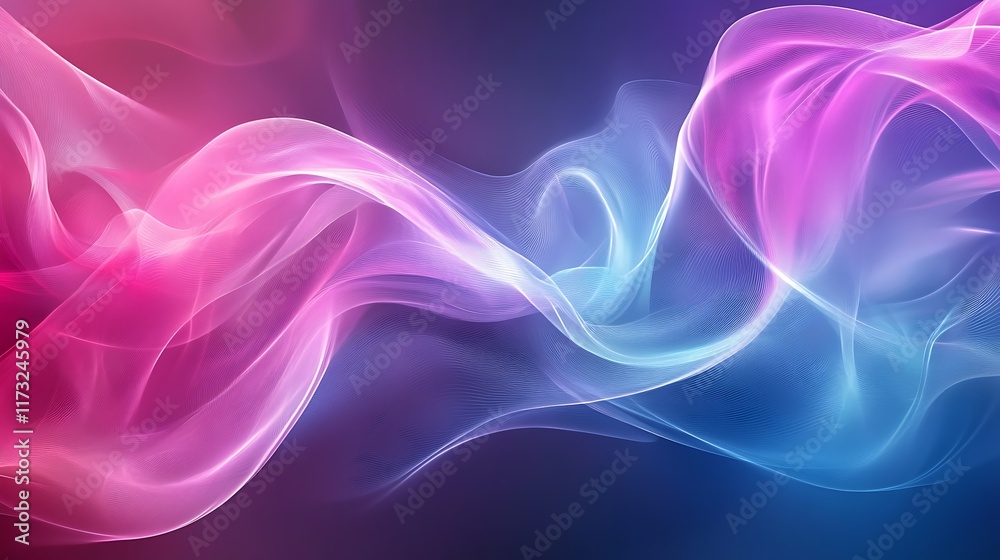 Fototapeta premium Abstract pink blue light waves, flowing design, dynamic background, website banner.
