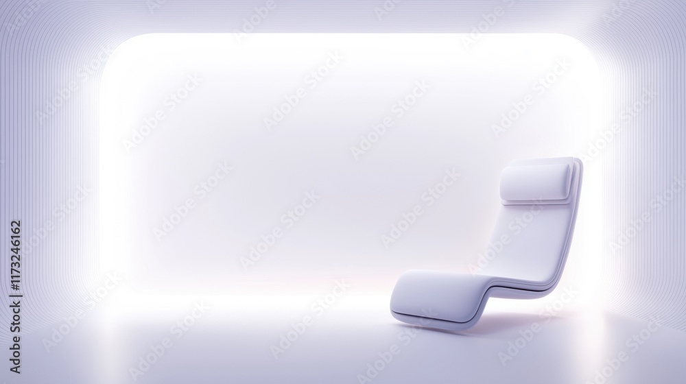 Minimalist Lounge Chair in Modern White Interior with Ambient Lighting Effects Minimalist Lounge Chair in Modern White Interior with Ambient Lighting Effects