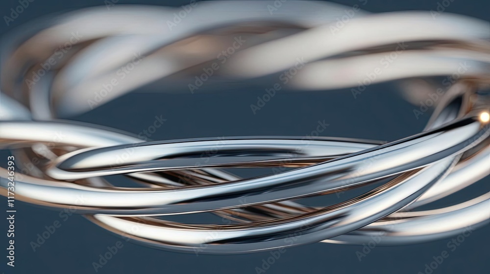 Metallic abstract background idea. Close-up of a beautifully crafted intertwined silver ring showcasing intricate design. Metallic abstract background idea. Close-up of a beautifully crafted intertwined silver ring showcasing intricate design.