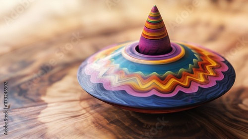 Vibrant Wooden Spinning Top - Colorful Design