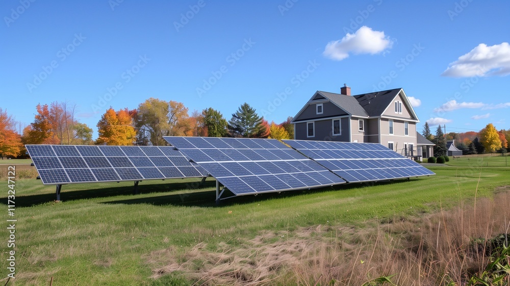 Obraz premium solar panels on the field
