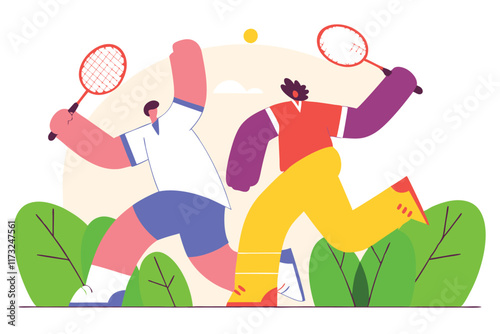 Badminton athletes concept illustration vector on white background

