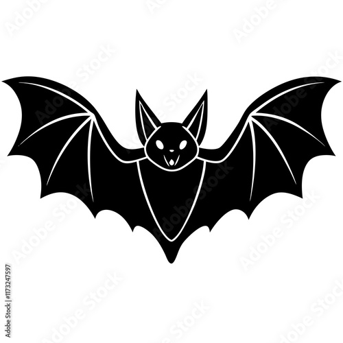 Cute Silhouette of a Bat line art vector cartoon illustration