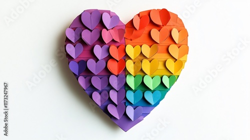 Rainbow Pride Heart Made of Paper Hearts: LGBTQ+ Love Symbol photo