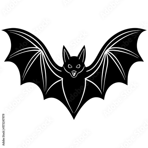 Cute Silhouette of a Bat line art vector cartoon illustration