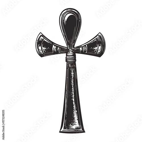 Egyptian ankh cross, a hand-drawn sketch. photo