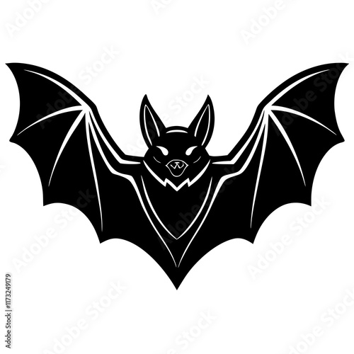 Cute Silhouette of a Bat line art vector cartoon illustration