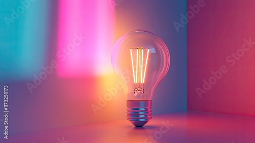 Shining lightbulb in a colorful background