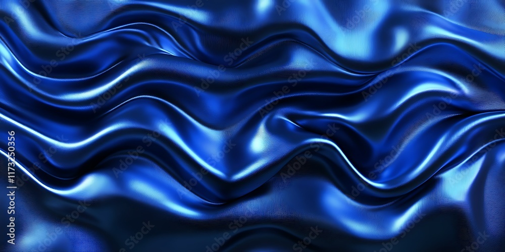 Obraz premium Blue silk fabric waves, elegant texture, background design.