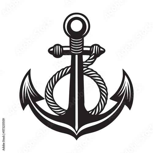 Anchors silhouette, black and white silhouette, vector and illustration