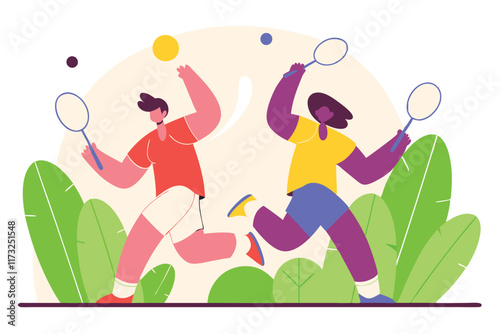 Badminton athletes concept illustration vector on white background

