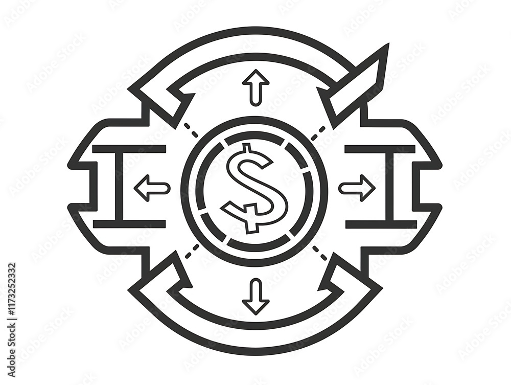 refund symbol outline with dollar sign and arrows refund symbol outline with dollar sign and arrows