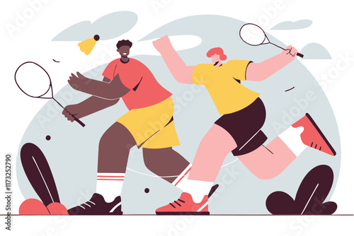 Badminton athletes concept illustration vector on white background

