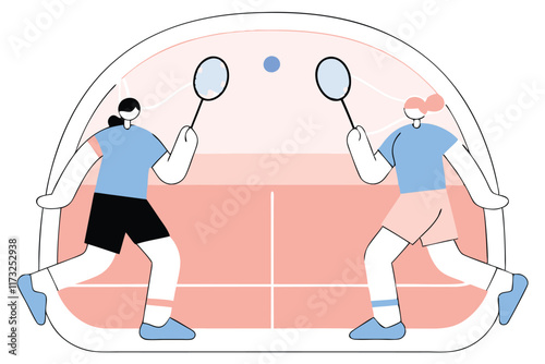 Badminton athletes concept illustration vector on white background

