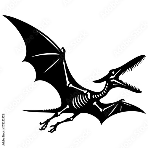 Dinosaur Pterosaur Bones Silhouette.