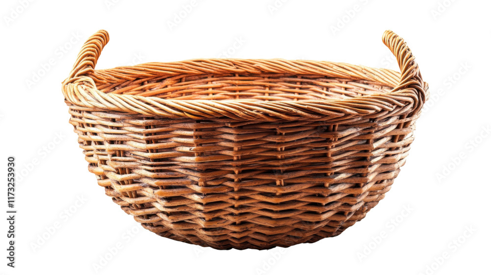 Fototapeta premium Empty wicker basket isolated on white background