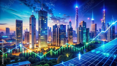 Wallpaper Mural Futuristic Cityscape at Night: Sustainable Growth & Financial Prosperity Torontodigital.ca