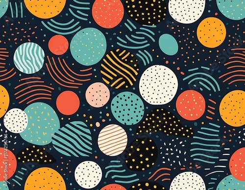 Fototapeta Naklejka Na Ścianę i Meble -  Abstract Colorful Circles Pattern Design Seamless Background