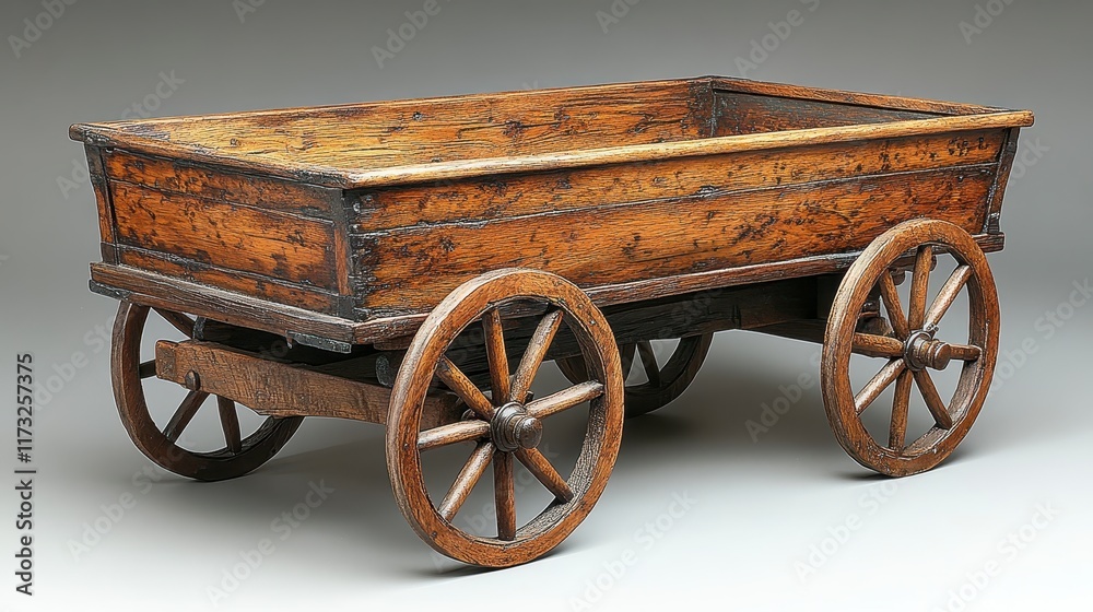 Antique wooden cart with four wheels, rustic and aged. Antique wooden cart with four wheels, rustic and aged.