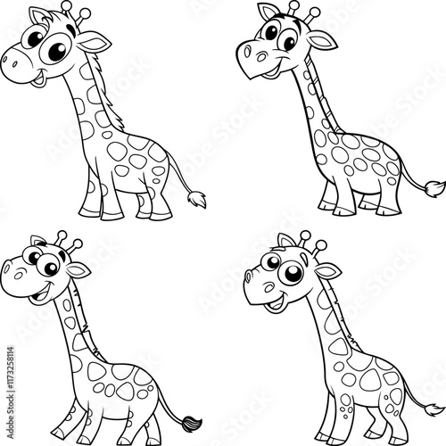 doodle outline for cute giraffe