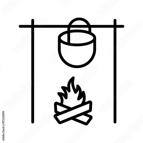 Campfire Cooking Vector Icon