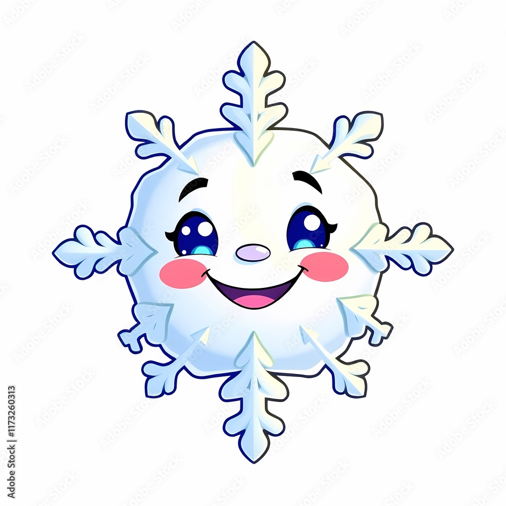 Fototapeta premium Happy Snowflake Cartoon Character