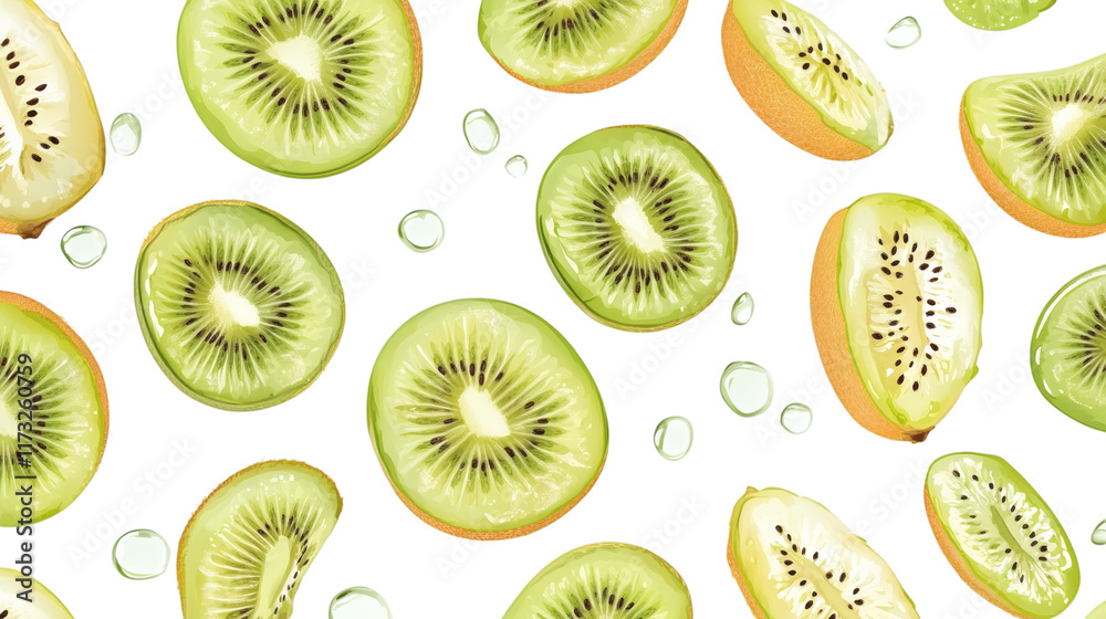 Fototapeta premium sliced kiwi fruit isolated on white transparent background