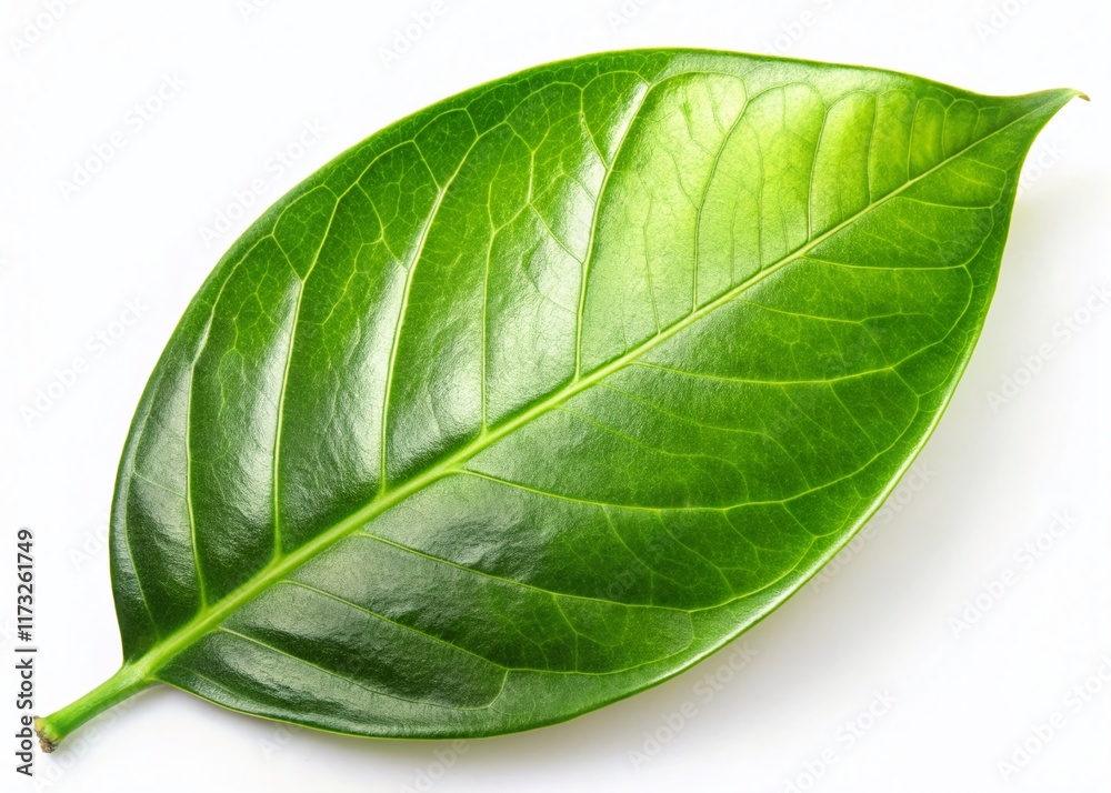 Obraz premium Glossy Magnolia Leaf, Isolated on White Background - Perfect for Botanical Designs