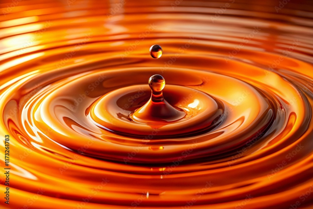 Glossy Orange Liquid Splash with Ripples on Smooth Surface - High-Resolution Stock Photo Glossy Orange Liquid Splash with Ripples on Smooth Surface - High-Resolution Stock Photo