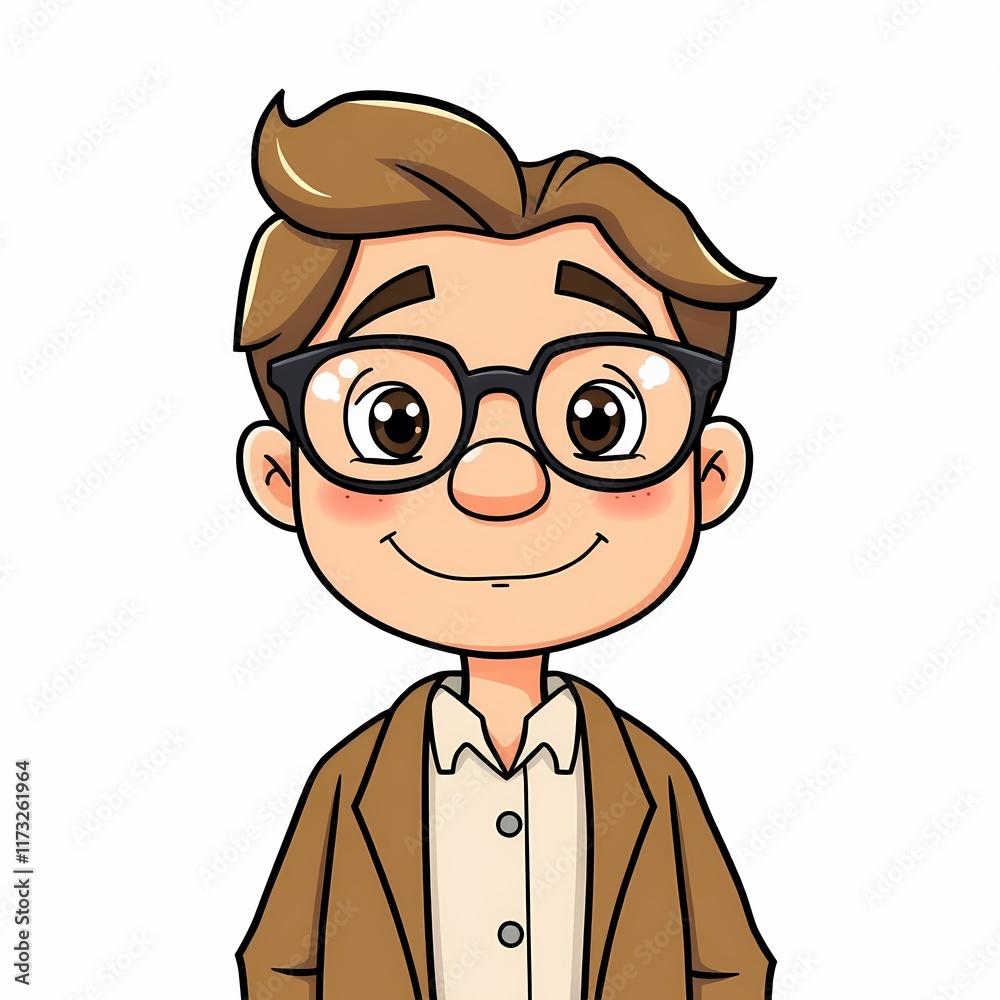 Smiling Cartoon Boy: A friendly cartoon boy with glasses and a warm smile, perfect for children's books, educational materials, and websites. Smiling Cartoon Boy: A friendly cartoon boy with glasses and a warm smile, perfect for children's books, educational materials, and websites.
