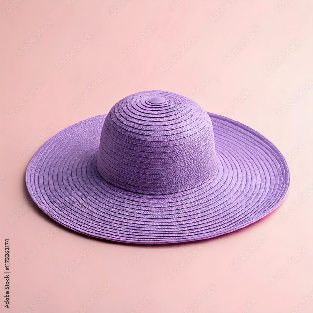 Purple Sunhat on Light Pink Background Purple Sunhat on Light Pink Background