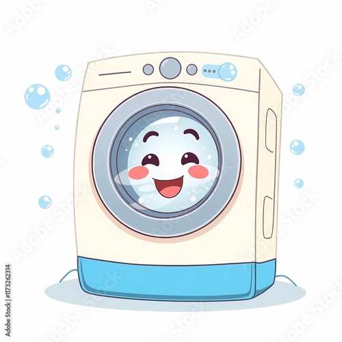 Happy Washer Cartoon Illustration 