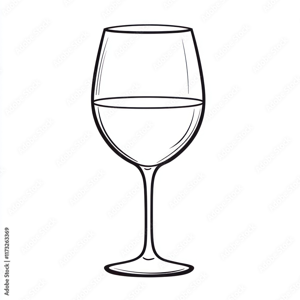 A simple line drawing of a wine glass A simple line drawing of a wine glass