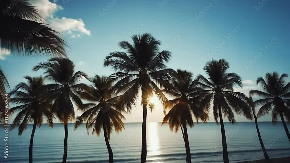 Immerse rself tropical vibes serene blue sky and sunlit palm trees perfect summer inspired video es Immerse rself tropical vibes serene blue sky and sunlit palm trees perfect summer inspired video es