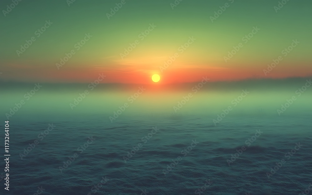 Obraz premium Surreal sunset over misty cloudscape.