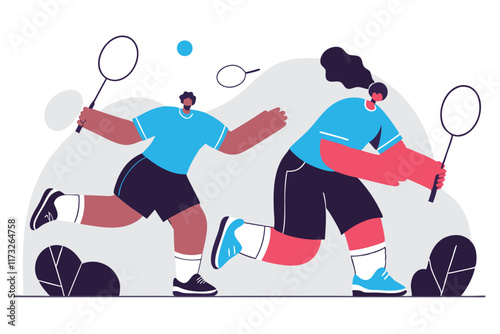 Badminton athletes concept illustration vector on white background

