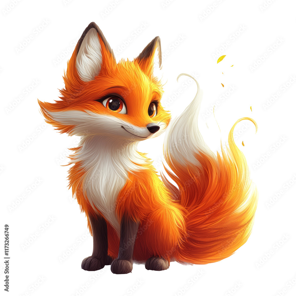 Obraz premium Cute Fox Character on Transparent Background