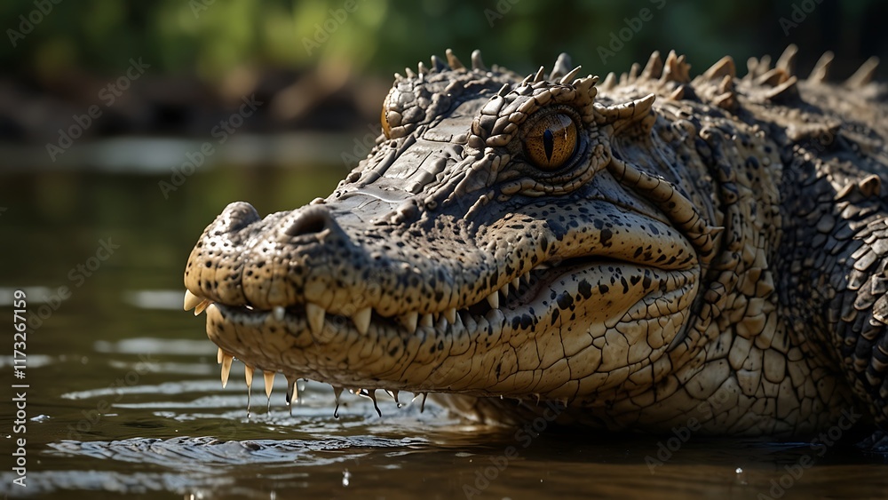crocodille close up potrait in river habitat background crocodille close up potrait in river habitat background