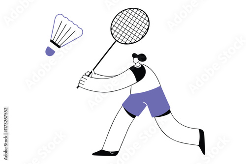 Badminton athletes concept illustration vector on white background

