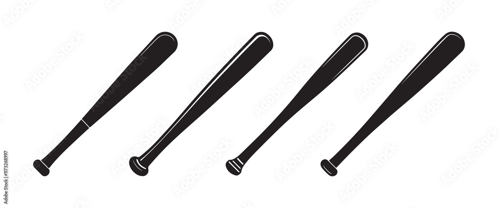 set of baseball silhouette, black and white silhouette, vector and illustration set of baseball silhouette, black and white silhouette, vector and illustration