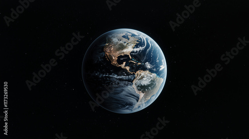 Earth from Space with News Ticker Overlay photo