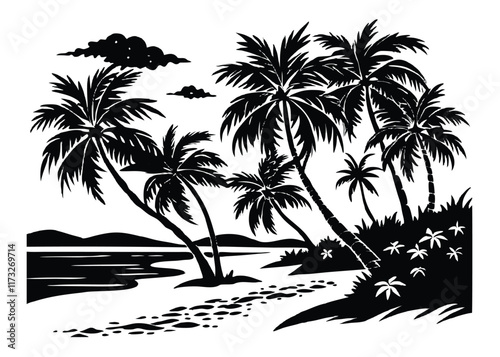 silhouette of palm trees vector illustration 