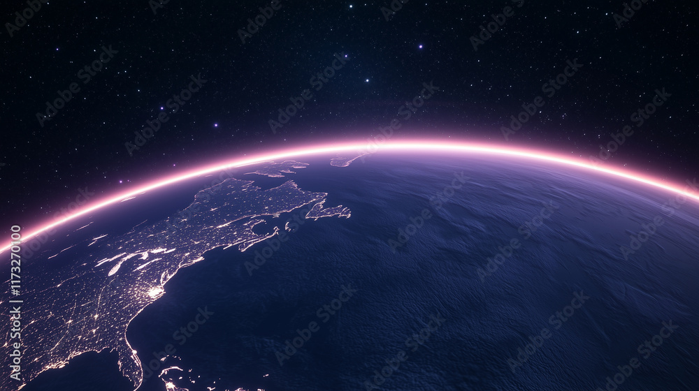 Fototapeta premium Global Business Connections with Neon Pathways